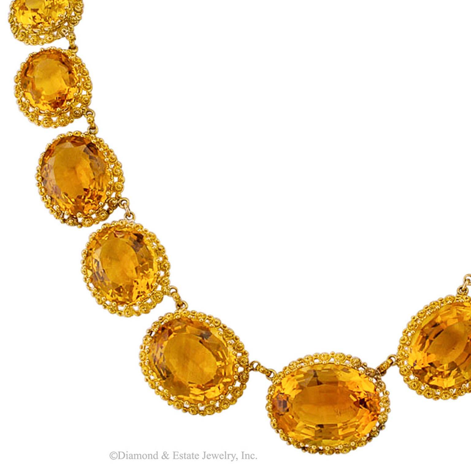 1870s Victorian Citrine Gold Necklace 1