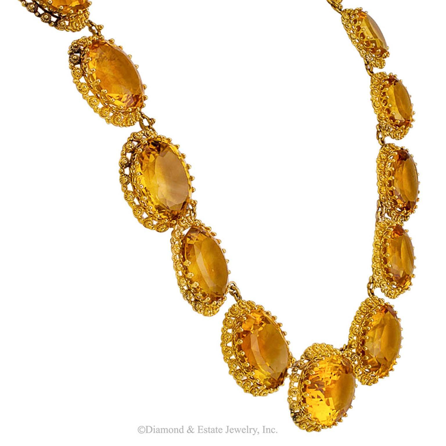1870s Victorian Citrine Gold Necklace 2