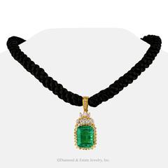 Colombian Emerald Diamond Gold Enhancer Pendant
