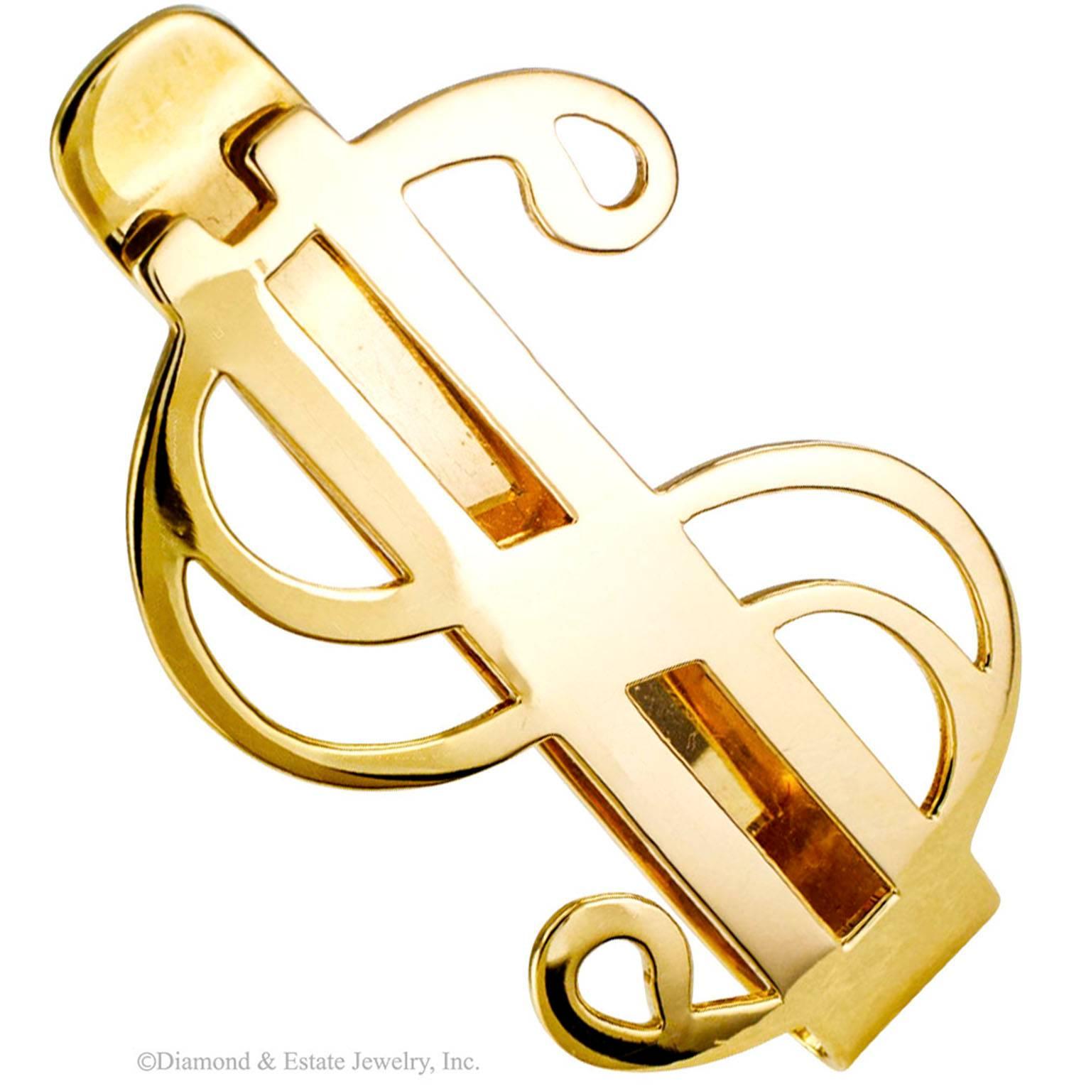 gold dollar sign money clip