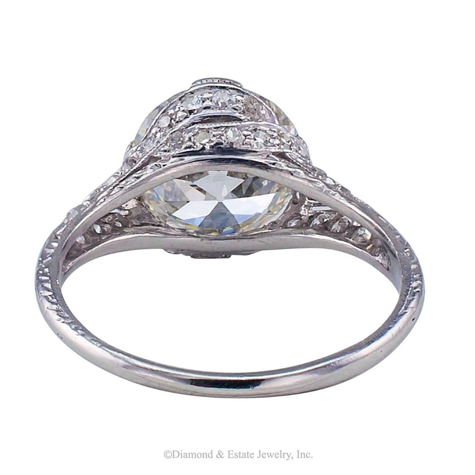 Women's or Men's GIA 2.73 Carat Edwardian Platinum Engagement Ring