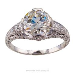 2.27 Carats GIA Diamond Solitaire Art Deco Engagement Ring