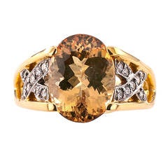 Retro Imperial Topaz Diamond Gold Platinum Ring