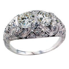 Edwardian Toi et Moi Diamond Platinum Ring