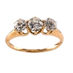 Victorian Three-Stone Diamond Gold Engagement Ring