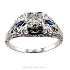 1930s Art Deco Old European Cut 0.42 Carat Diamond Engagement Ring