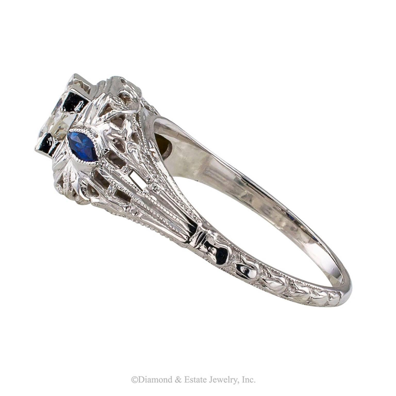 Women's 1930s Art Deco Old European Cut 0.42 Carat Diamond Engagement Ring