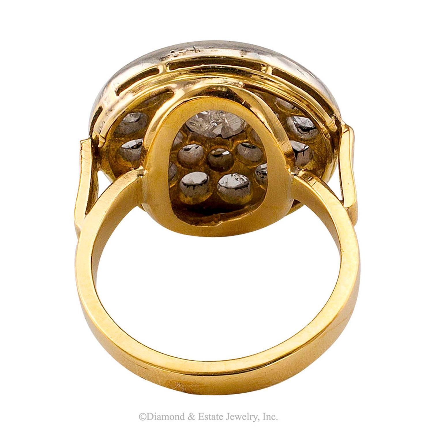 Women's Antique 1910 Rose-Cut Diamond Gold Silver Ring