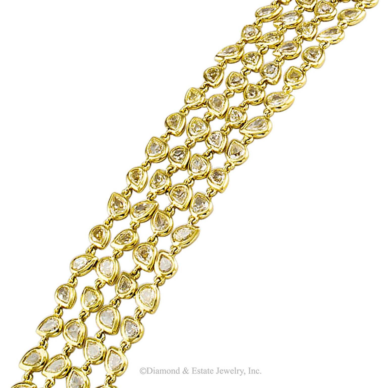 11.00 Carat Pear Shaped Diamond Gold Bracelet 1