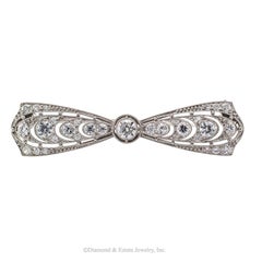 T B Starr Edwardian Diamond Platinum Bow Brooch