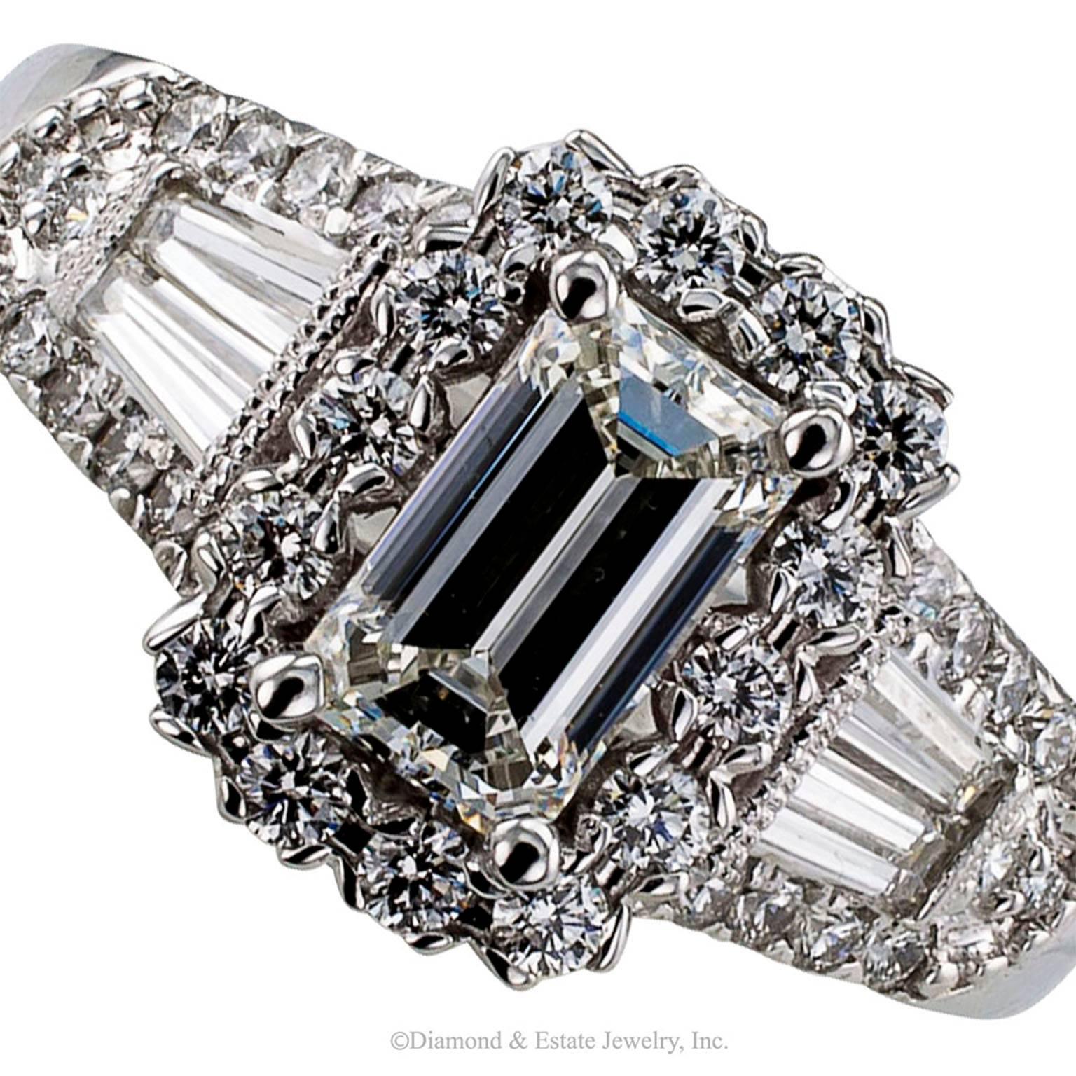 GIA 0.75 Carat Emerald Cut Diamond Engagement Ring 2