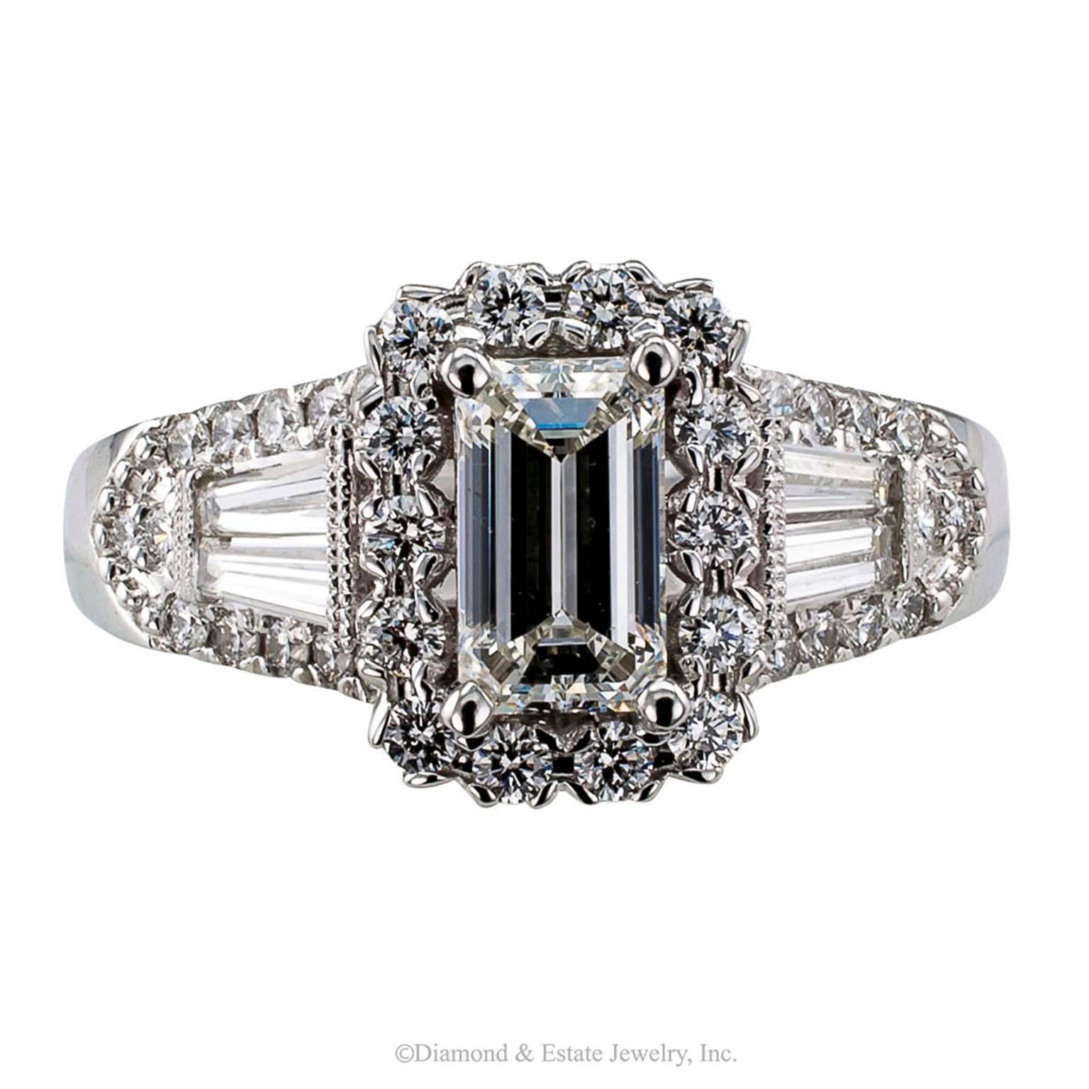 Contemporary GIA 0.75 Carat Emerald Cut Diamond Engagement Ring