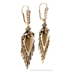 Victorian 1880s Gold Pendent Earrings