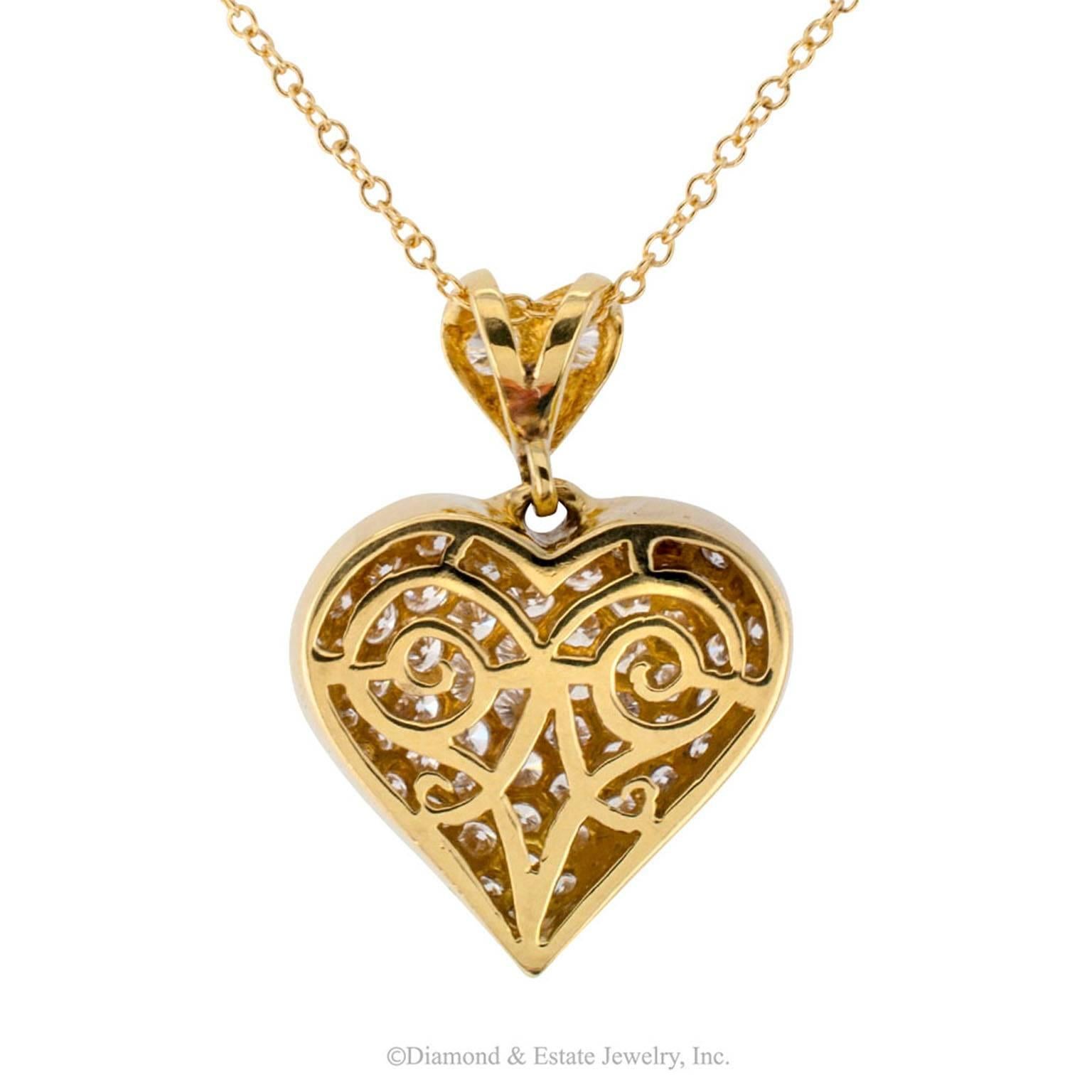 Contemporary Heart Shaped Diamond Pave Pendant