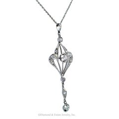 Edwardian 1910 Diamond Platinum Gold Lavalier