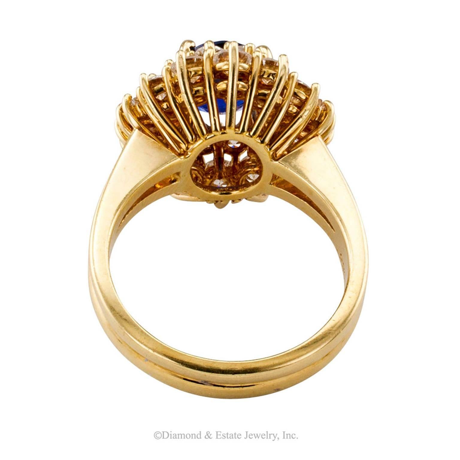 Diamond Sapphire Gold Cluster Ring 1