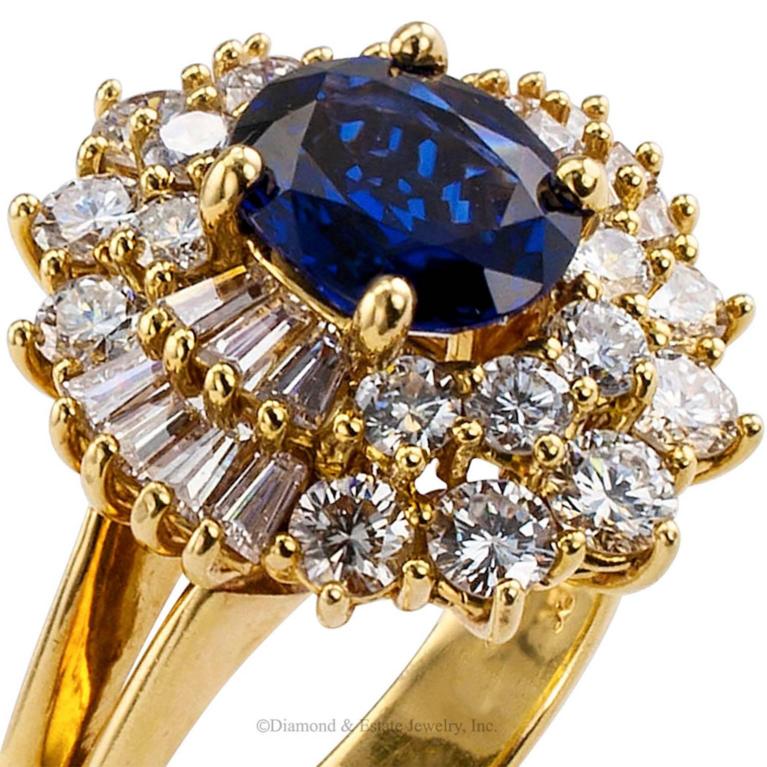Diamond Sapphire Gold Cluster Ring 2