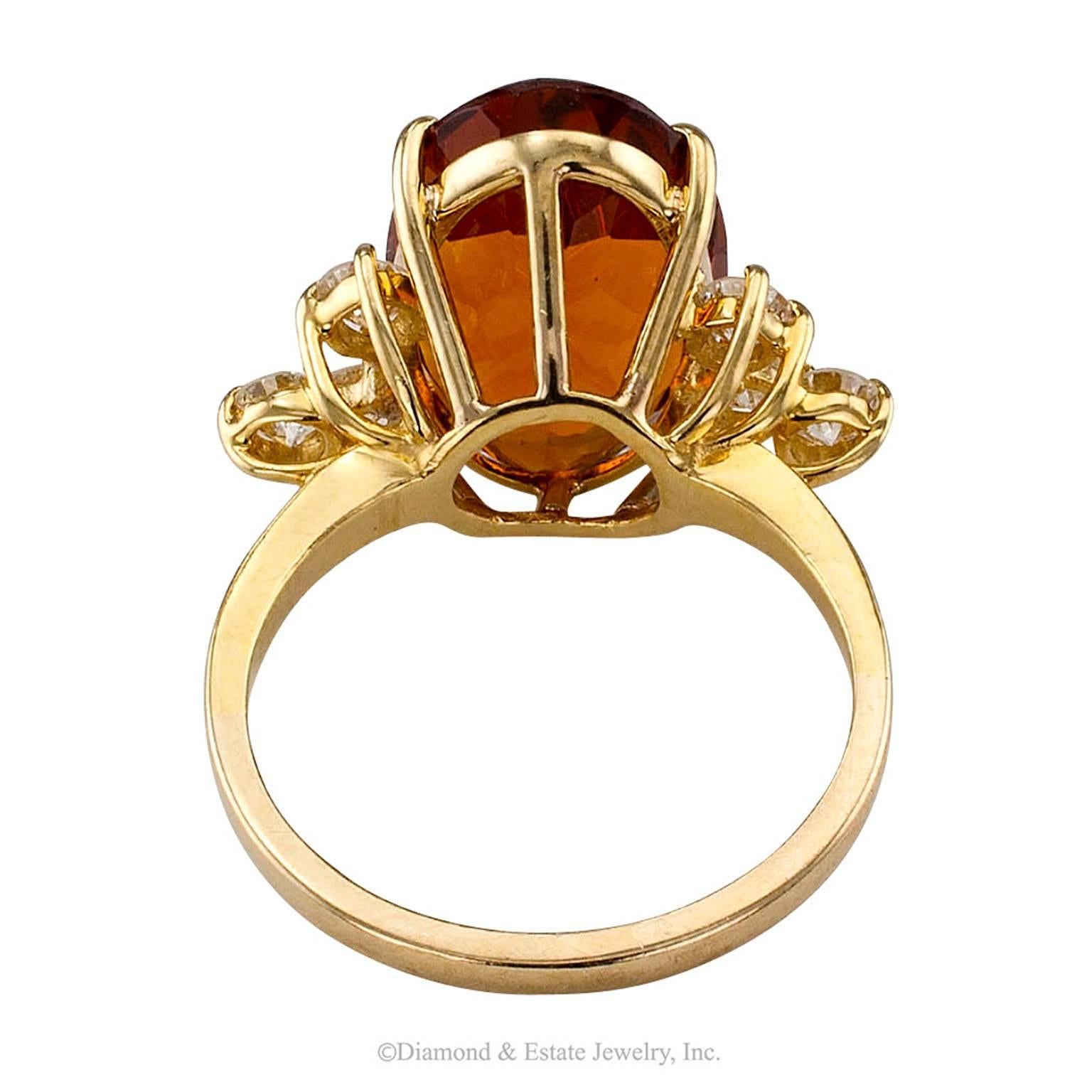 Women's Madeira Citrine Diamond Gold Cocktail Ring
