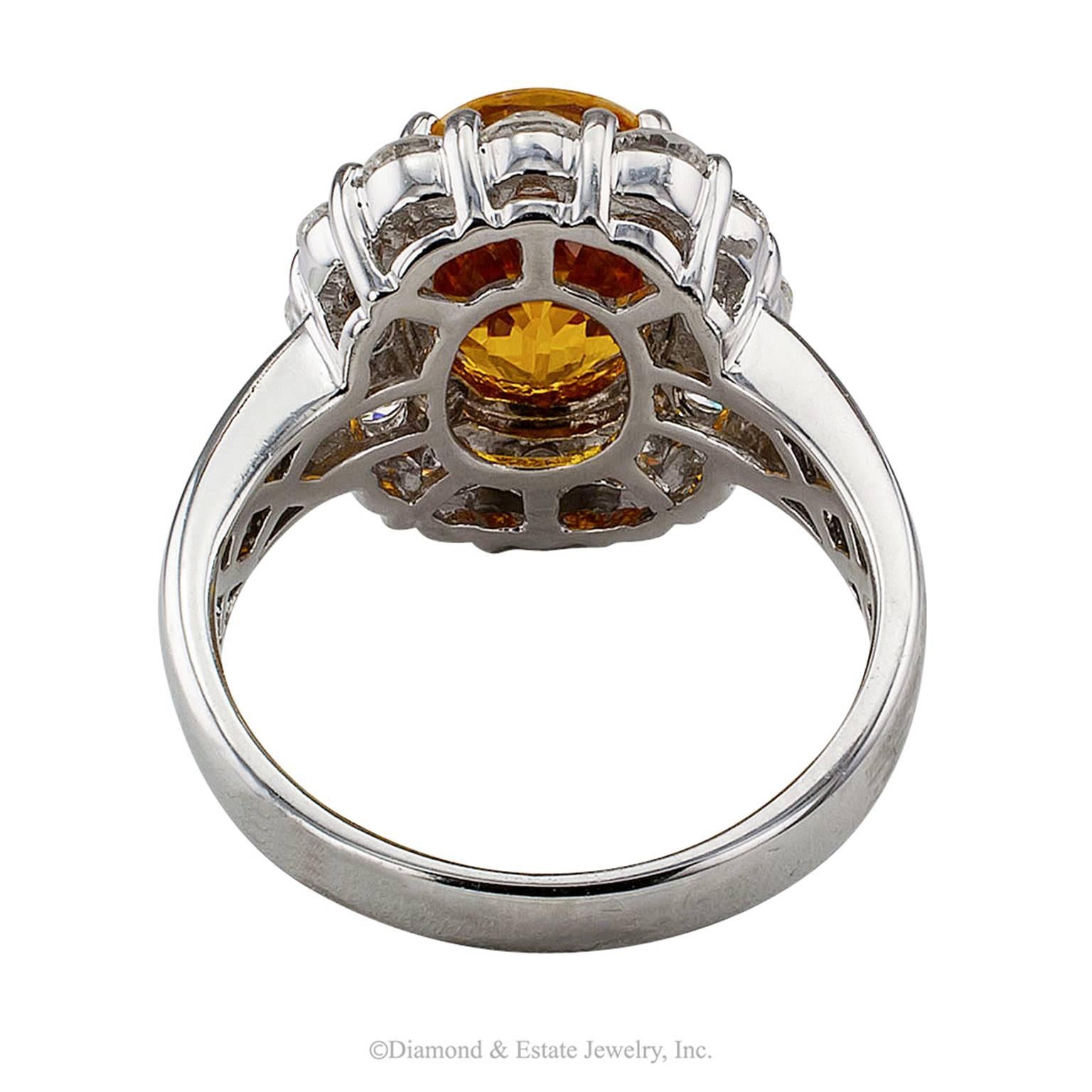 Women's Orange Sapphire Diamond White Gold Ring