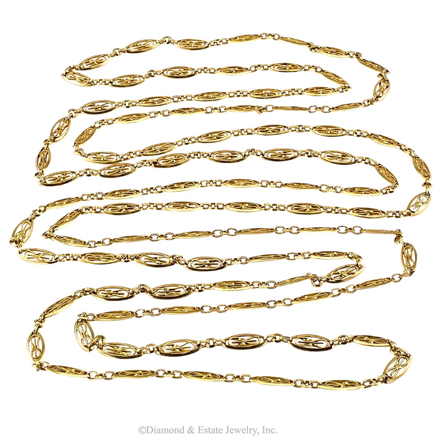 Art Nouveau French Antique 1905 Long Chain Necklace