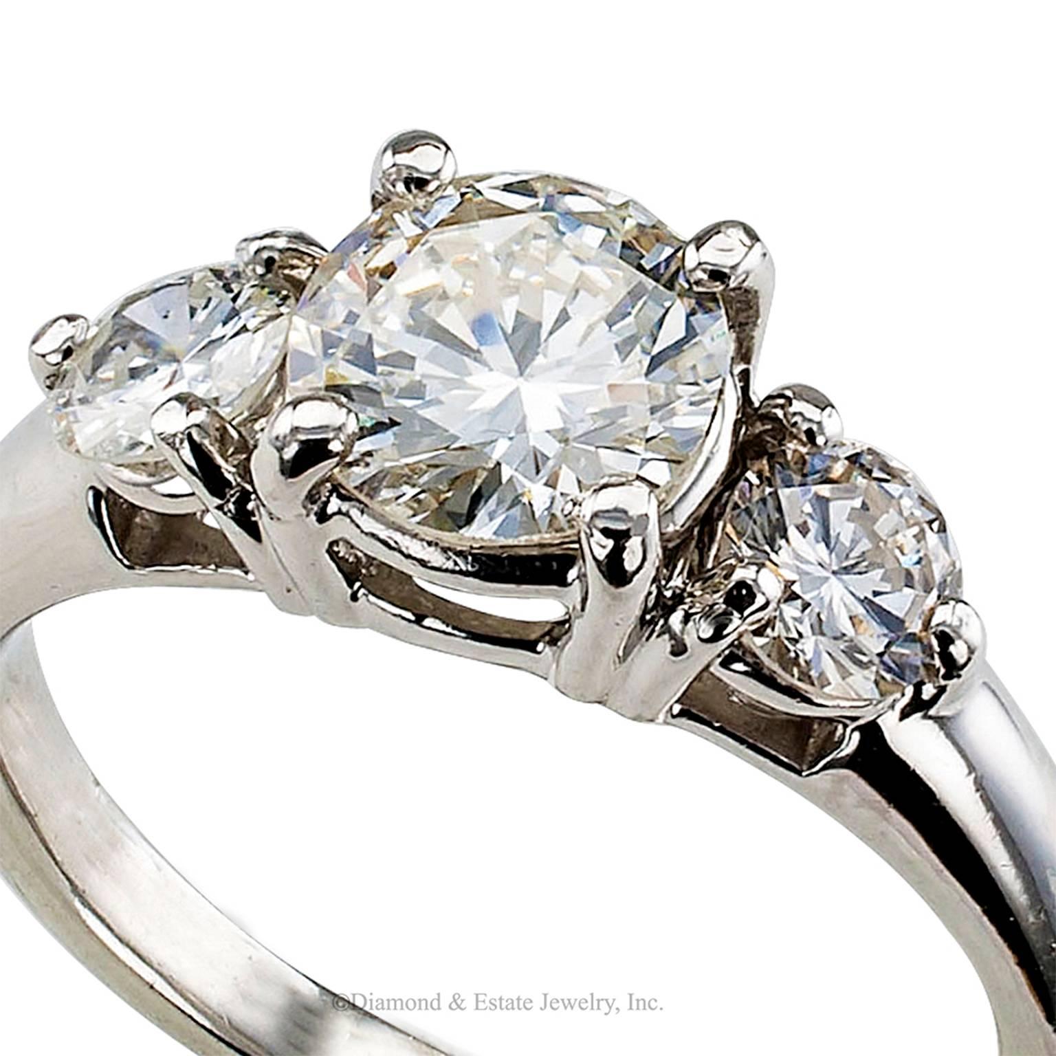 0.96 Carat Center Diamond Three-Stone Engagement Ring 1