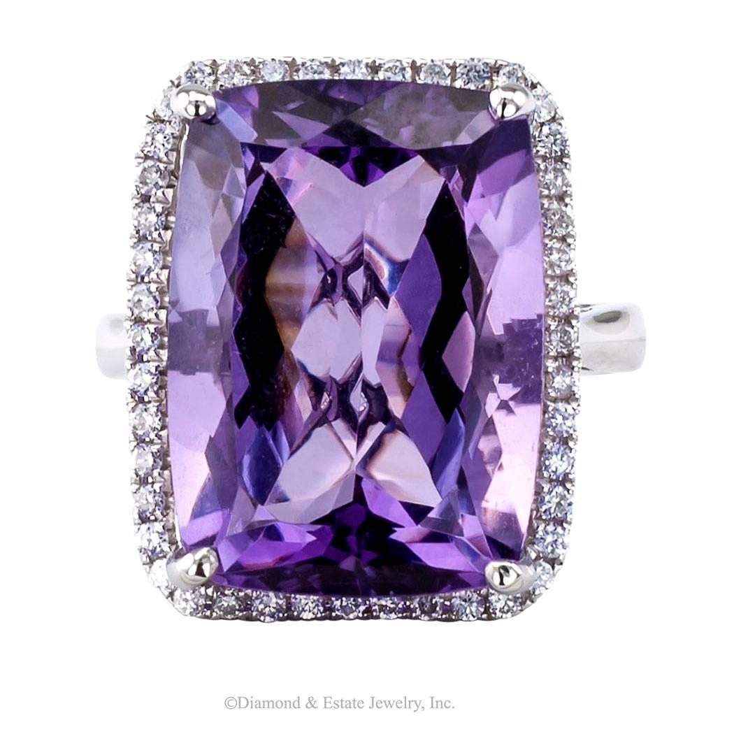 Contemporary Amethyst Diamond Gold Cocktail Ring