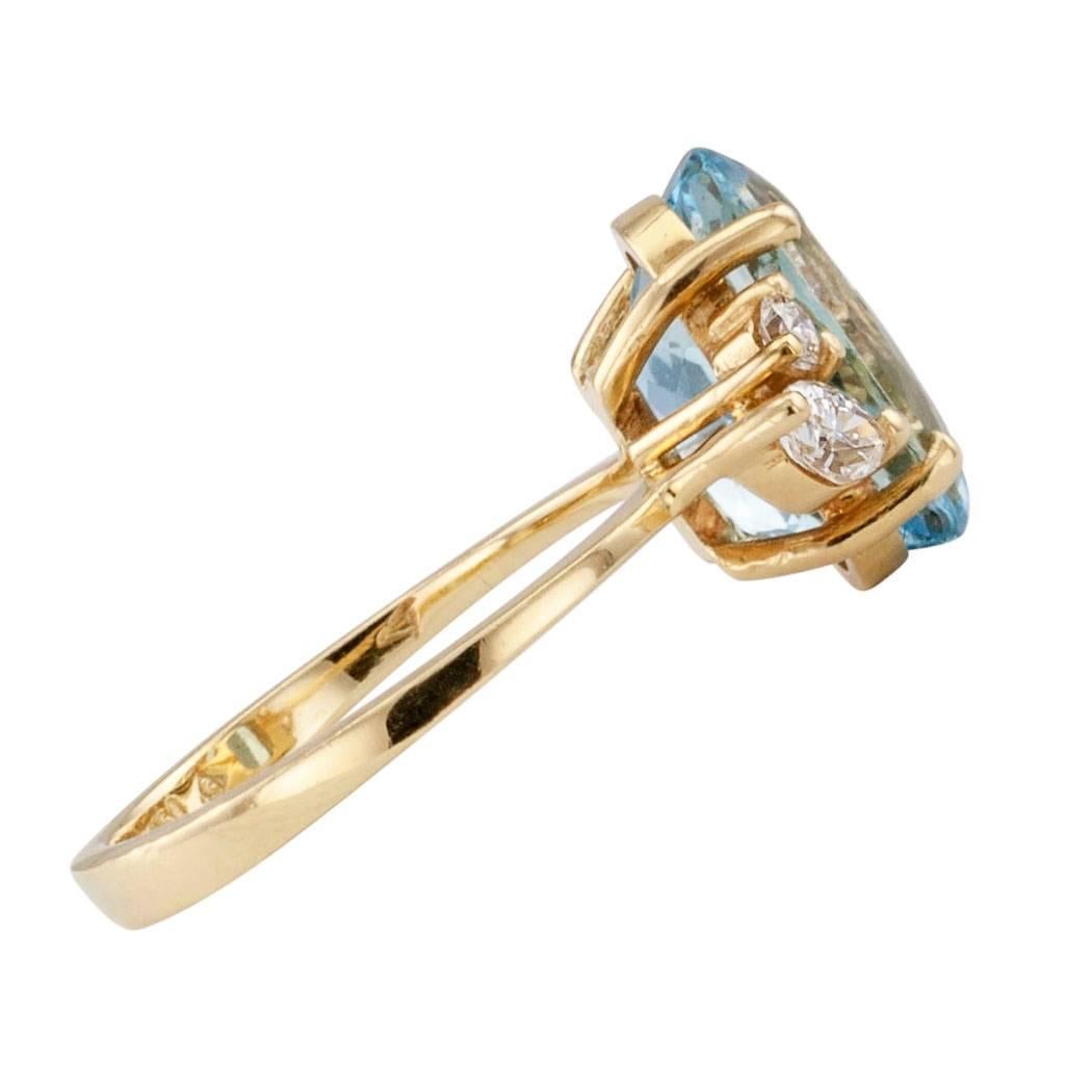 Women's H Stern Aquamarine Diamond Gold Ring
