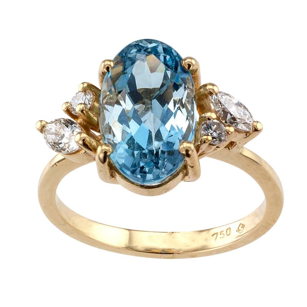 H Stern Aquamarine Diamond Gold Ring