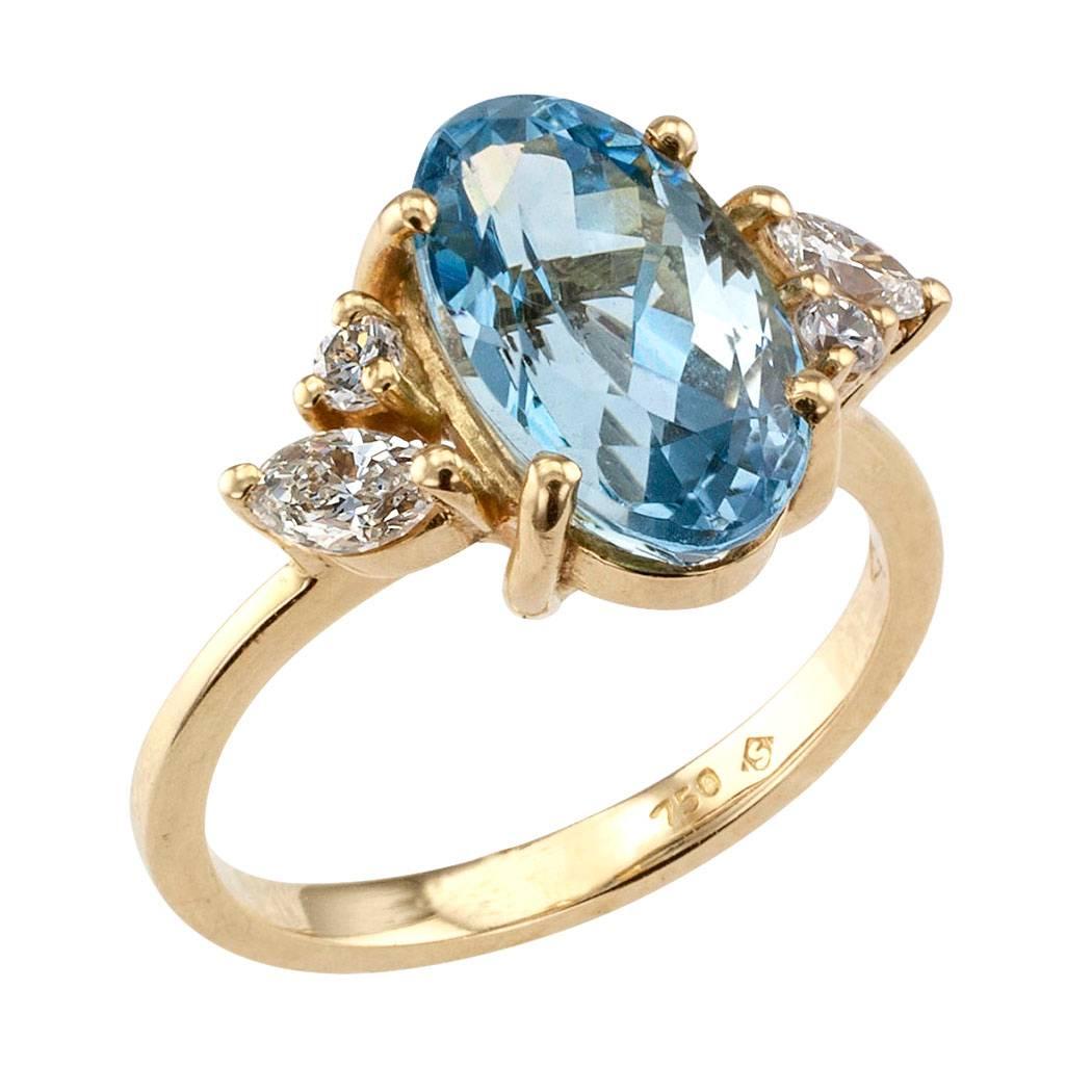 H Stern Aquamarine Diamond Gold Ring In Excellent Condition In Los Angeles, CA