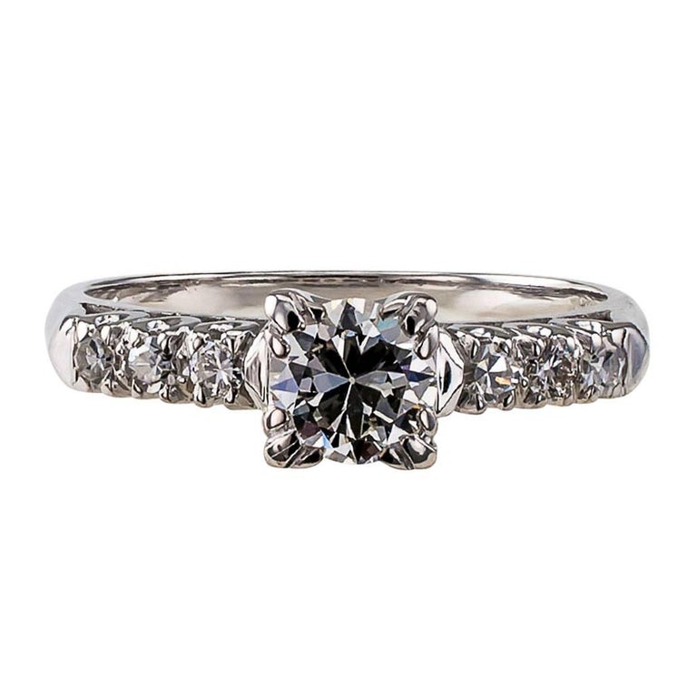 Modern Midcentury 0.50 Carat Diamond Engagement Ring