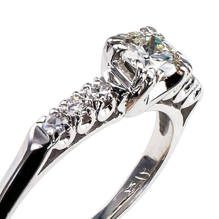 Women's Midcentury 0.50 Carat Diamond Engagement Ring