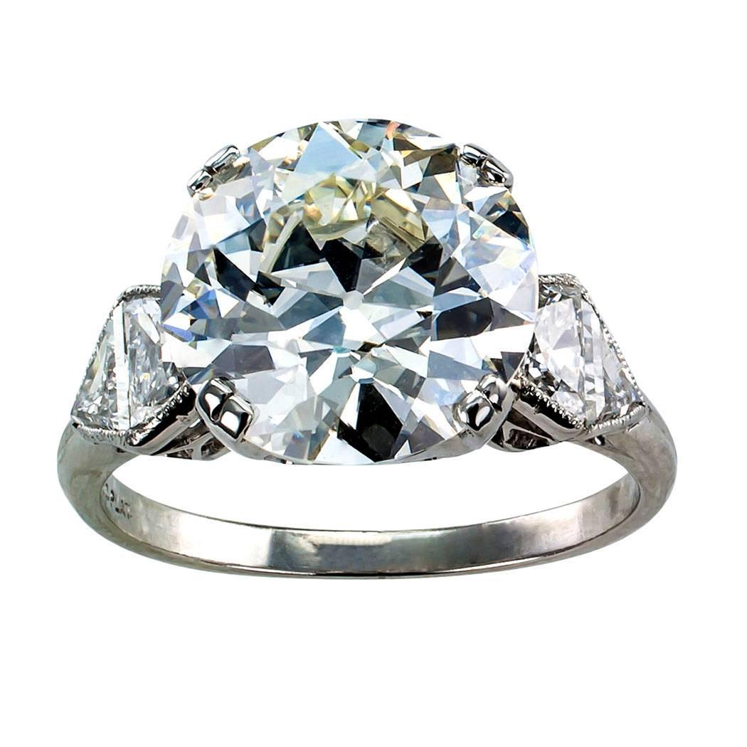 GIA 5.46 Carat Diamond Art Deco Engagement Ring
