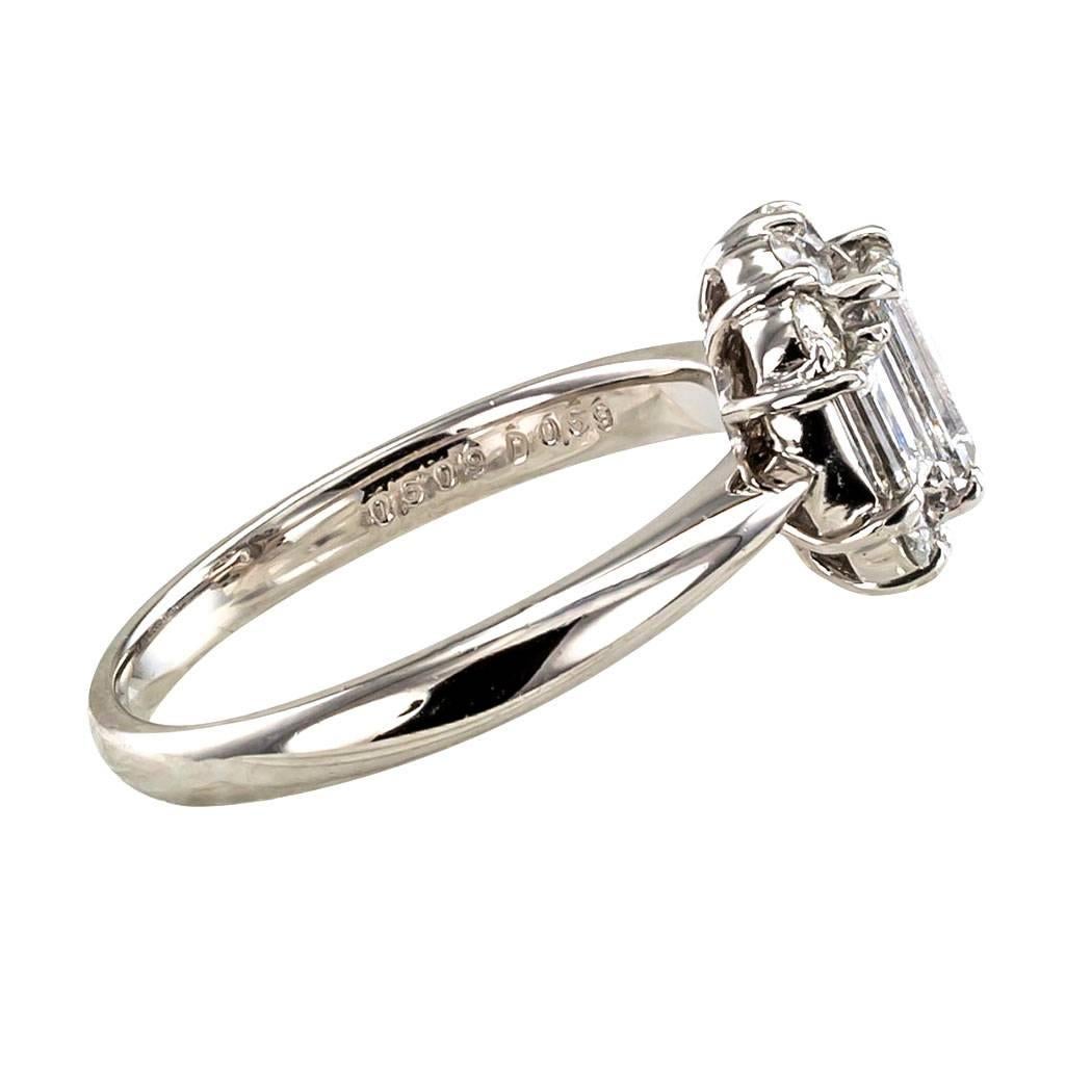 Contemporary Three-Stone Rectangular Diamond Platinum Engagement Ring