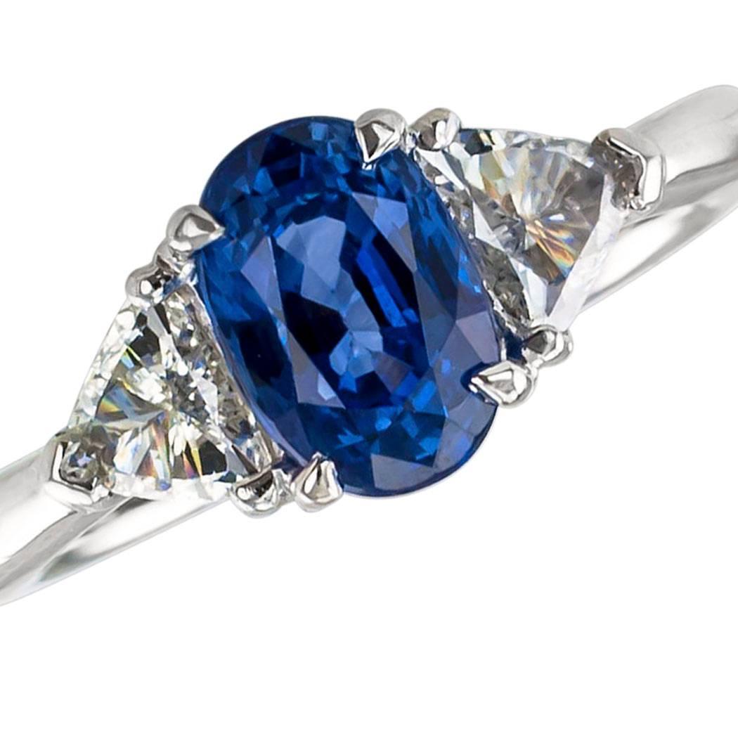 Women's Sapphire Diamond Three-Stone Platinum Ring