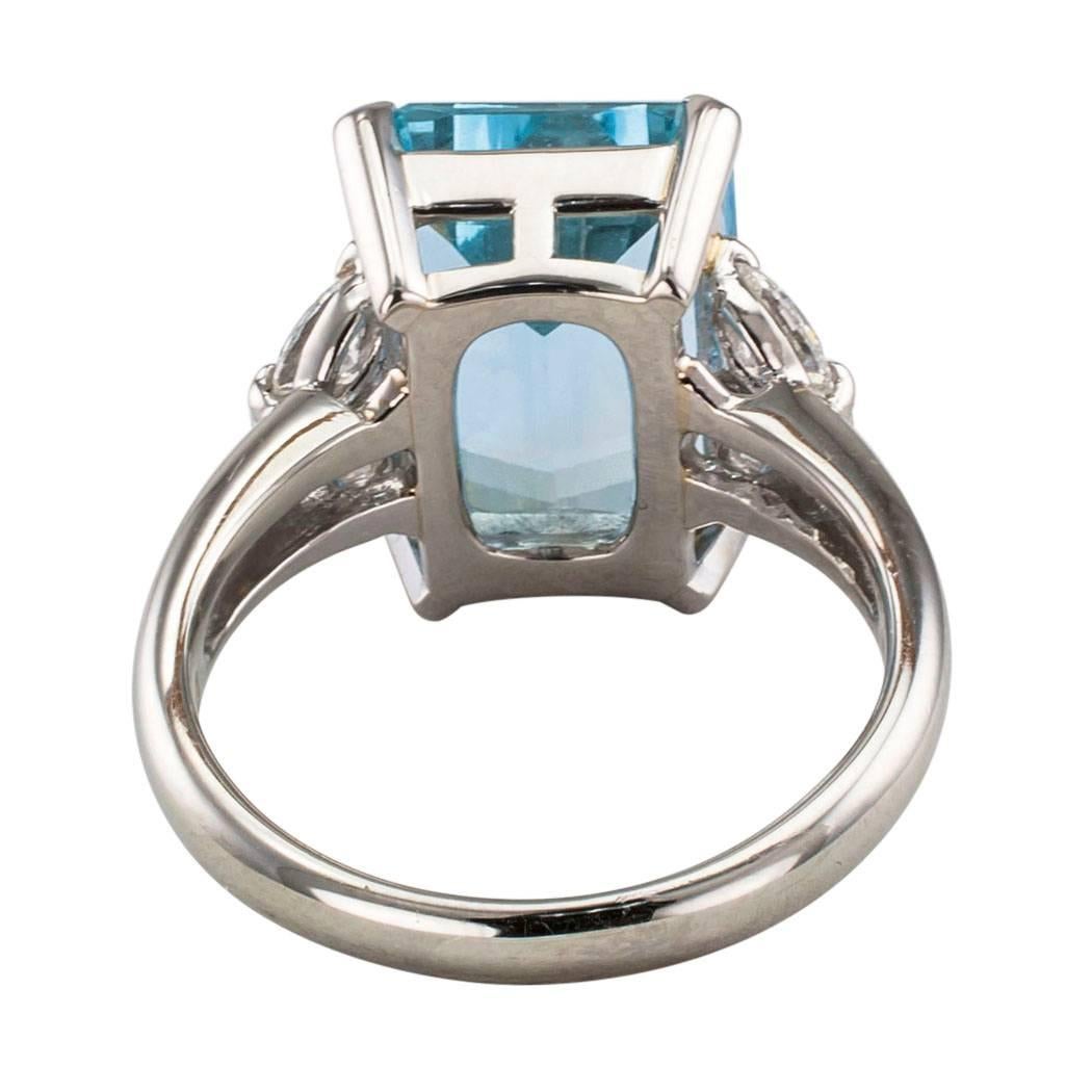 Contemporary Aquamarine Diamond Platinum Ring
