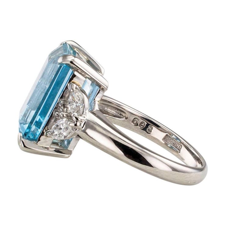 Aquamarine Diamond Platinum Ring at 1stDibs | aquamarine and diamond ...