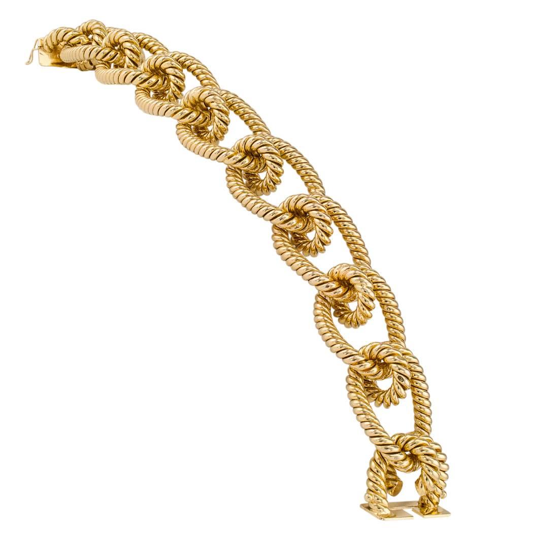 1970s Gold Knotted Rope Bracelet In Excellent Condition In Los Angeles, CA
