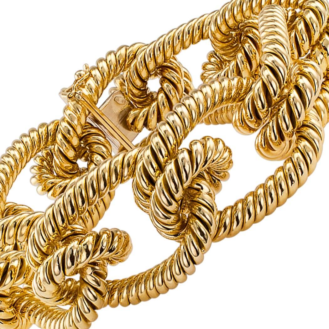 Women's or Men's 1970s Gold Knotted Rope Bracelet