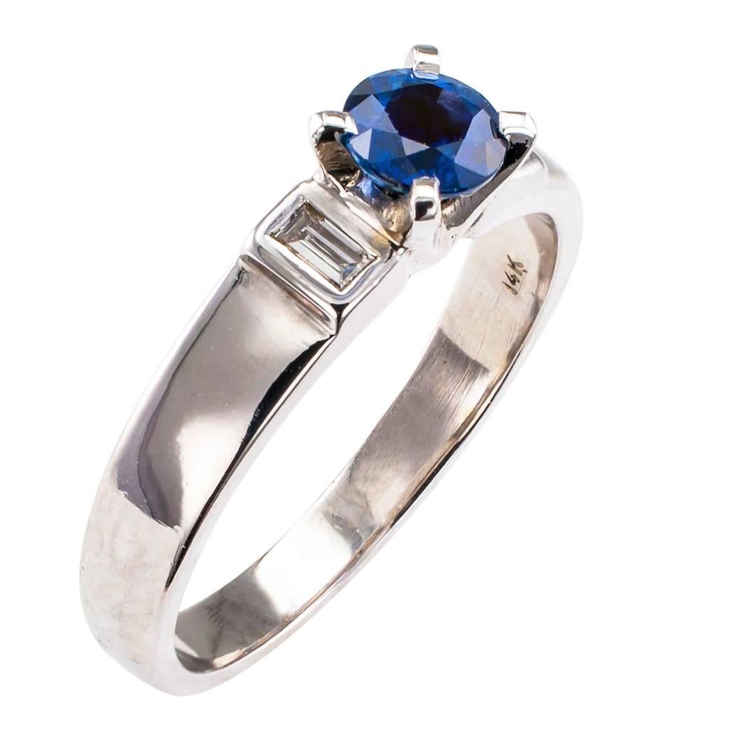 Modern 1960s Sapphire Diamond Engagement Ring
