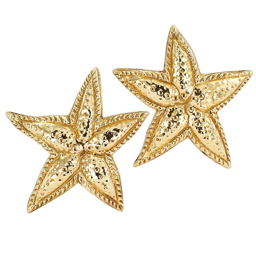 Starfish Gold Clip On Earrings