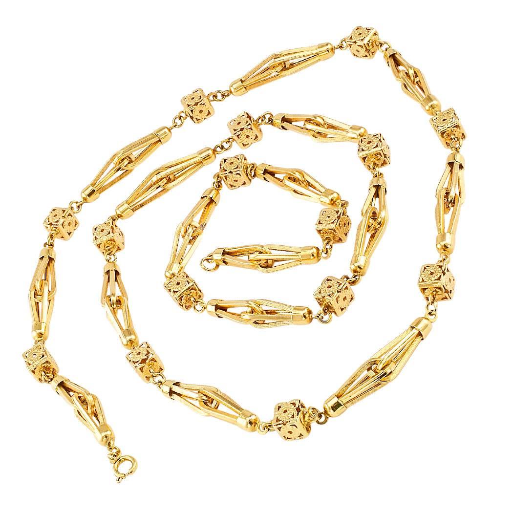 Modern 1960s Gold Long Italian Chain 