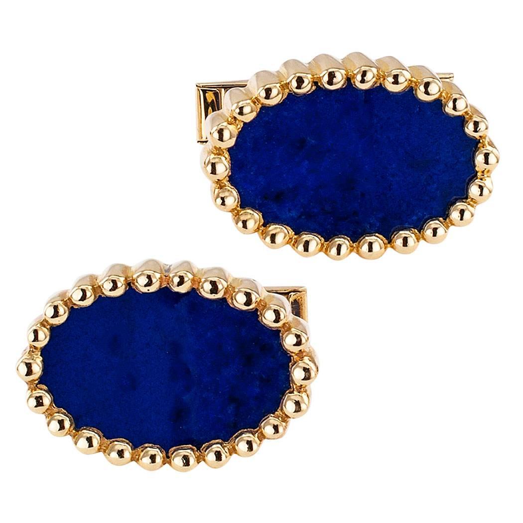 1970s Lapis Lazuli Gold Cuff Links