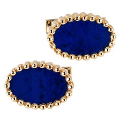 1970s Lapis Lazuli Gold Cuff Links