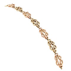 Retro 1940s Square Knot Bracelet Pink Green Gold