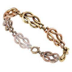 Retro 1940s Square Knot Bracelet Pink Green Gold