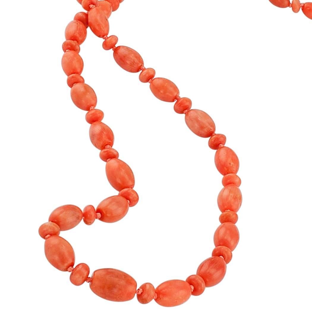 coral bead gold necklace