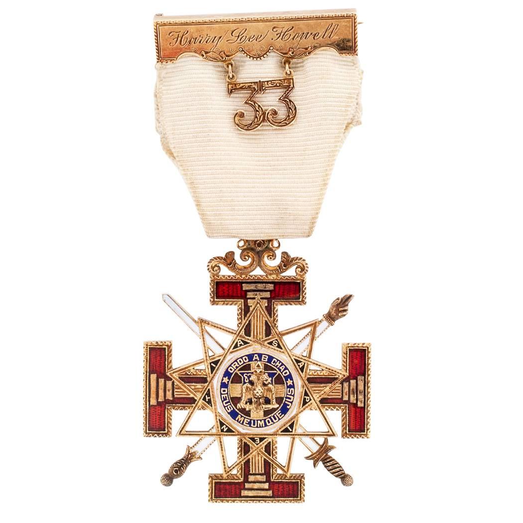 1914 Masonic Scottish Rite Enamel Gold Medal