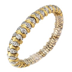 1970s Diamond Two-Tone Gold Bracelet