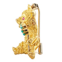 Cartier Teddy Bear Brooch Ruby Turquoise Gold