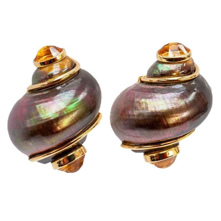 Seaman Schepps Bronze Colored S Citrine Gold Earrings For Seaman Schepps Bronze Colored S Citrine Gold Earrings For